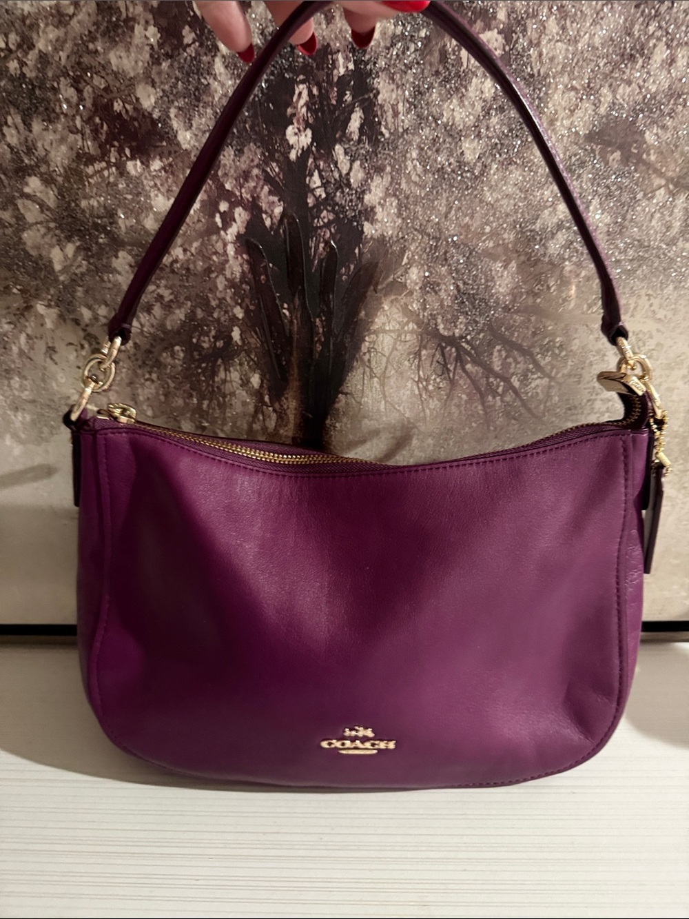 Coach Chelsea bag. Purple and gold EUC.